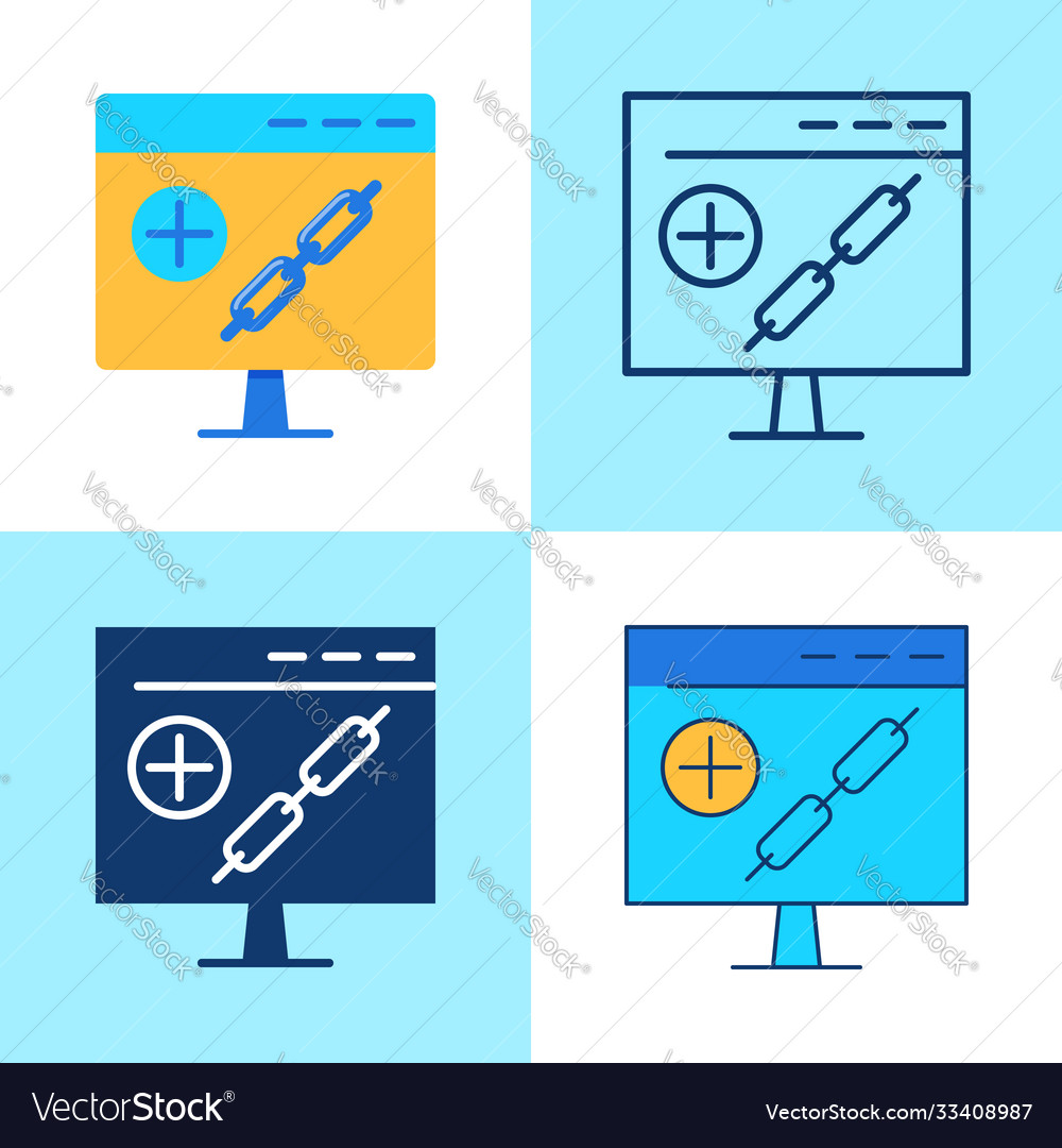 Link building icon set in flat and line style vector image Link building icon set in flat and line style