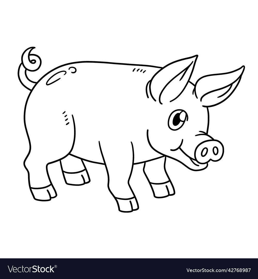 Pig coloring page isolated for kids Royalty Free Vector