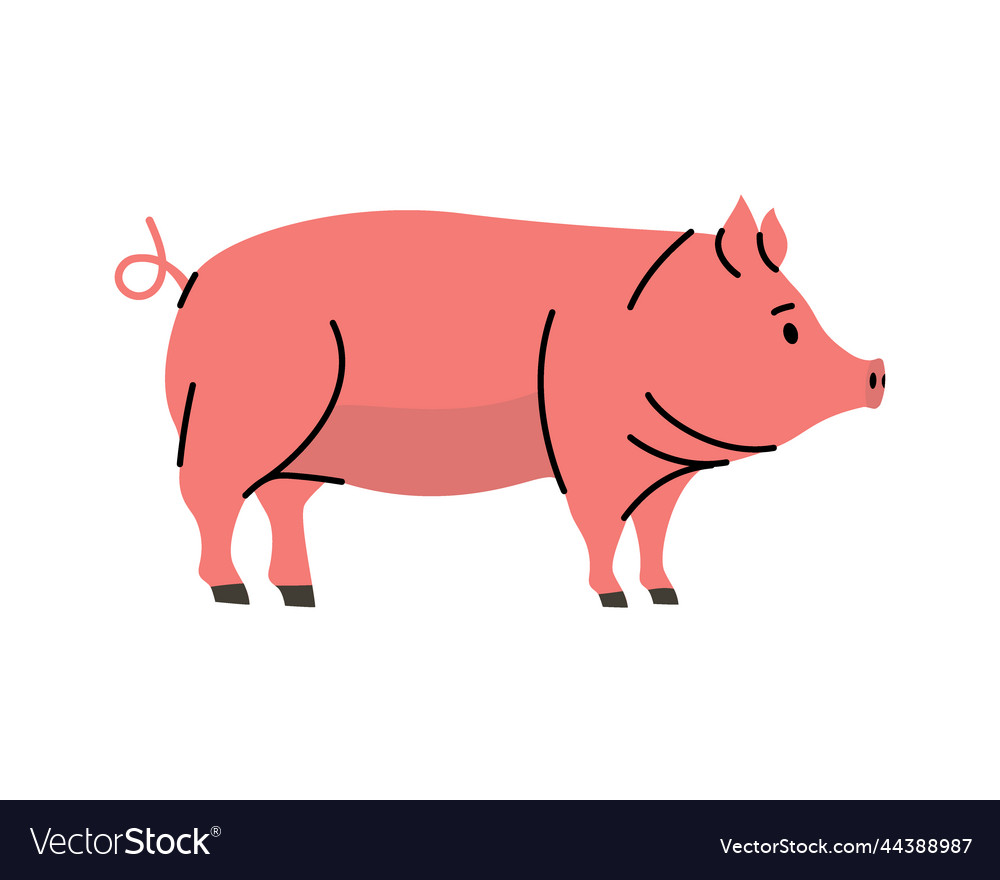 Pig hand drawn silhouette pork symbol piggy