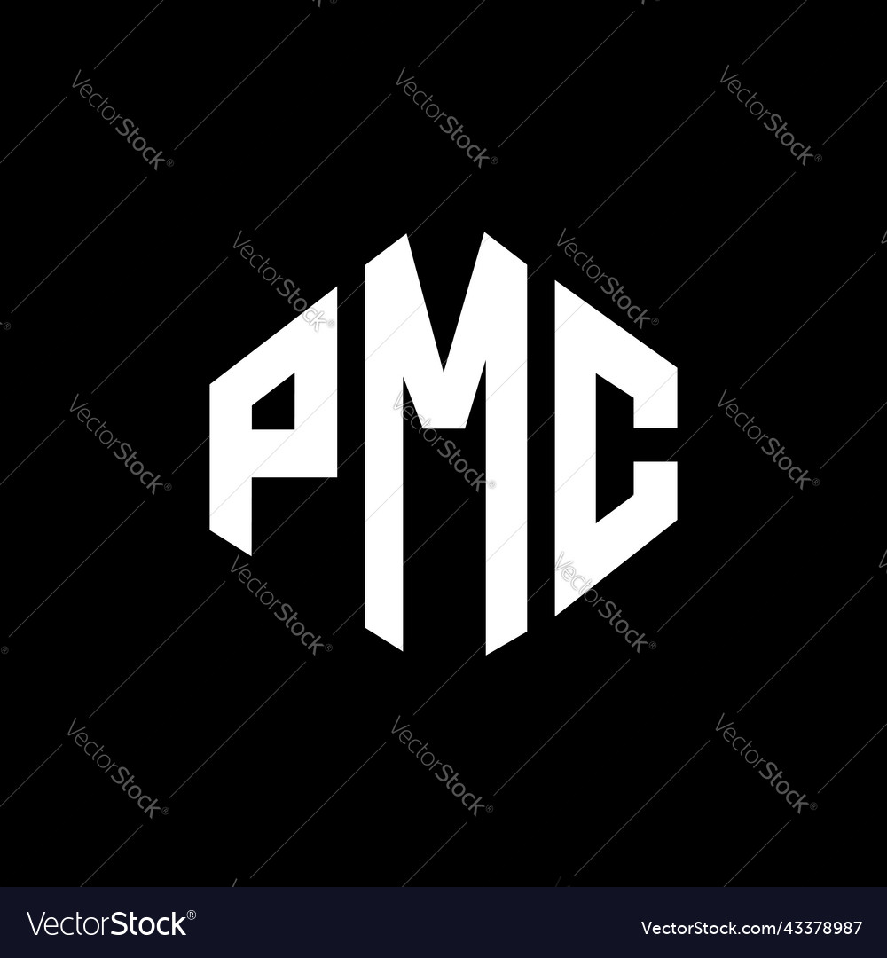 Pmc letter logo design with polygon shape