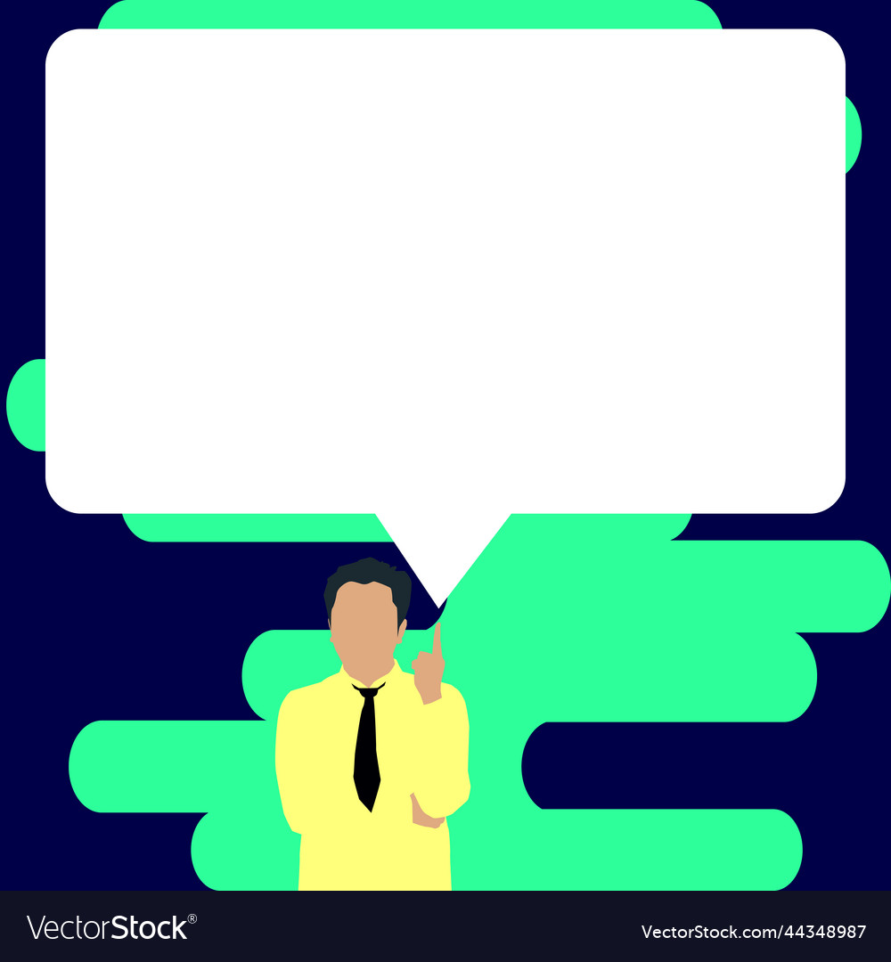 Presenter with conversation bubble showing new Vector Image Presenter with conversation bubble showing new
