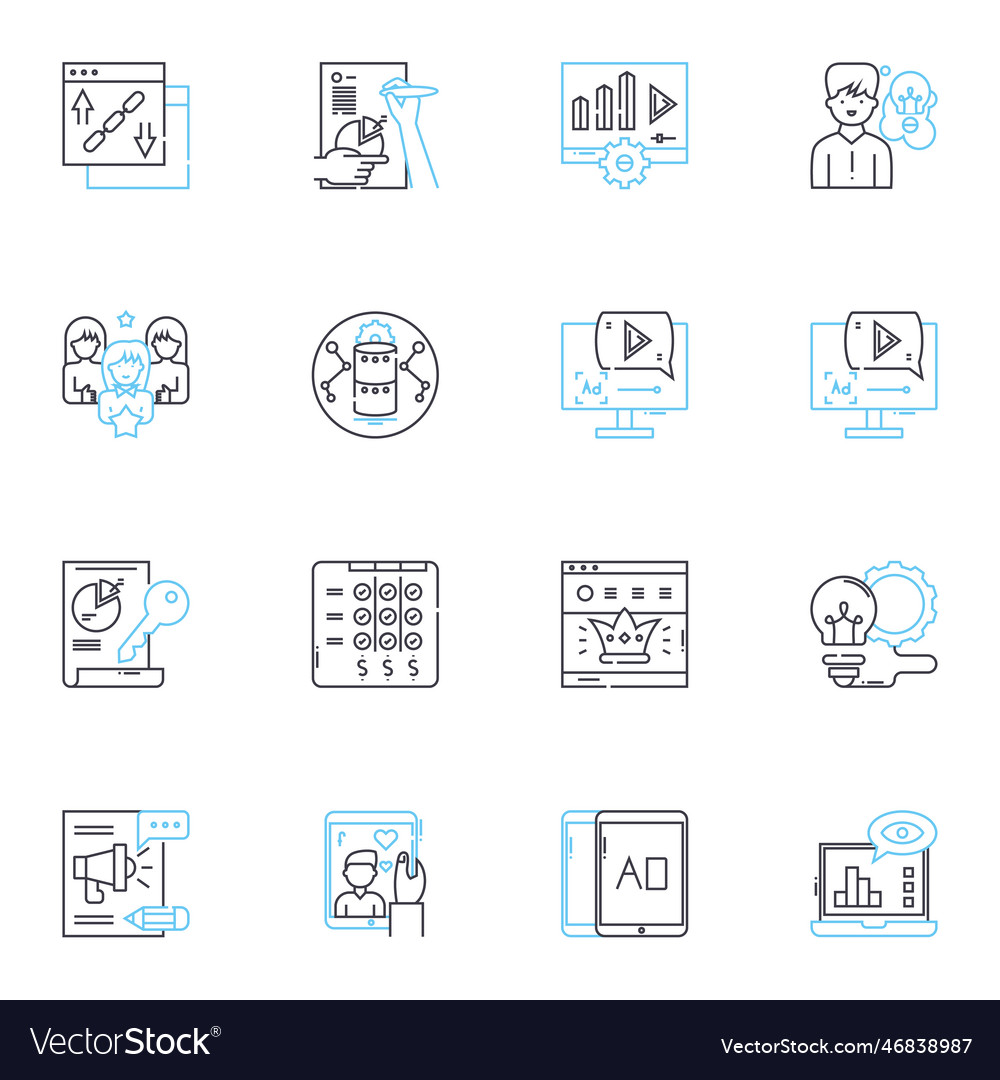 Sales administration linear icons set forecasting vector image Sales administration linear icons set forecasting