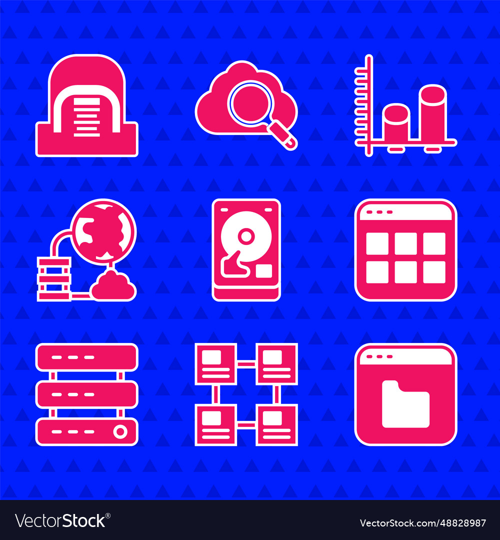 Set hard disk drive hdd hierarchy organogram vector image Set hard disk drive hdd hierarchy organogram