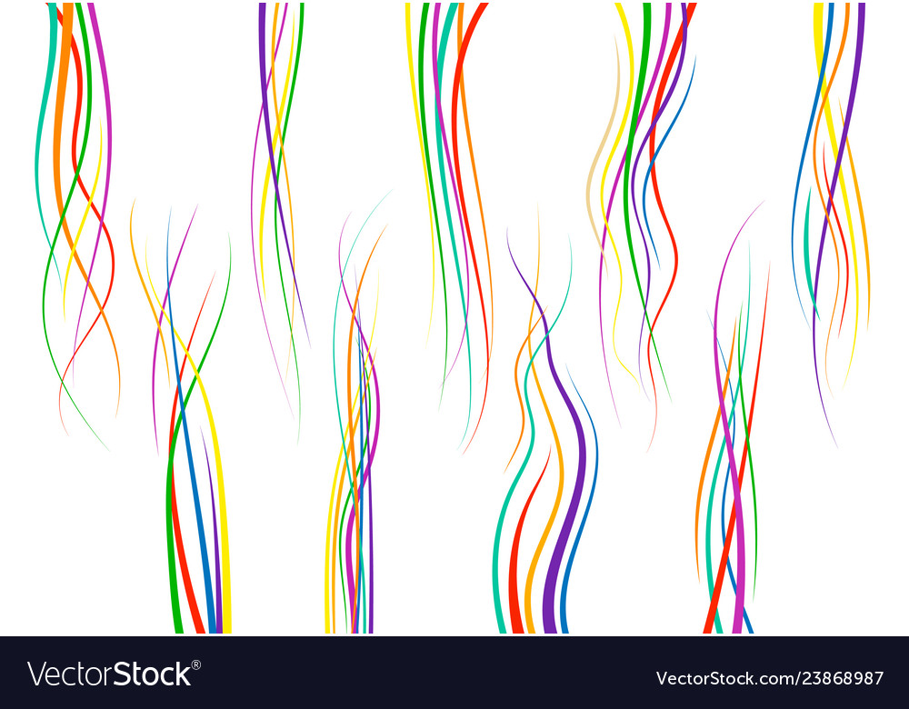 Set of abstract color curved lines vector image Set of abstract color curved lines
