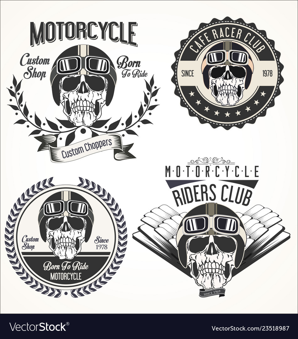 Set vintage motorcycle emblems and labels Vector Image