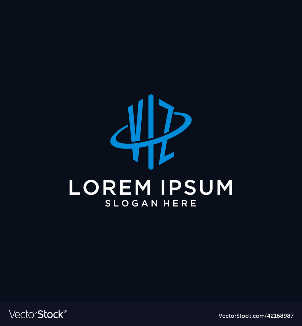 Vz initial monogram logo with hexagonal shape Vector Image Vz initial monogram logo with hexagonal shape