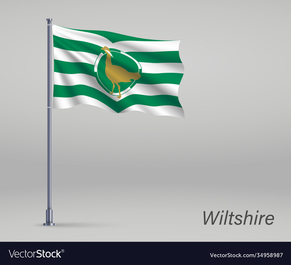 Waving flag wiltshire - county england vector image Waving flag wiltshire - county england