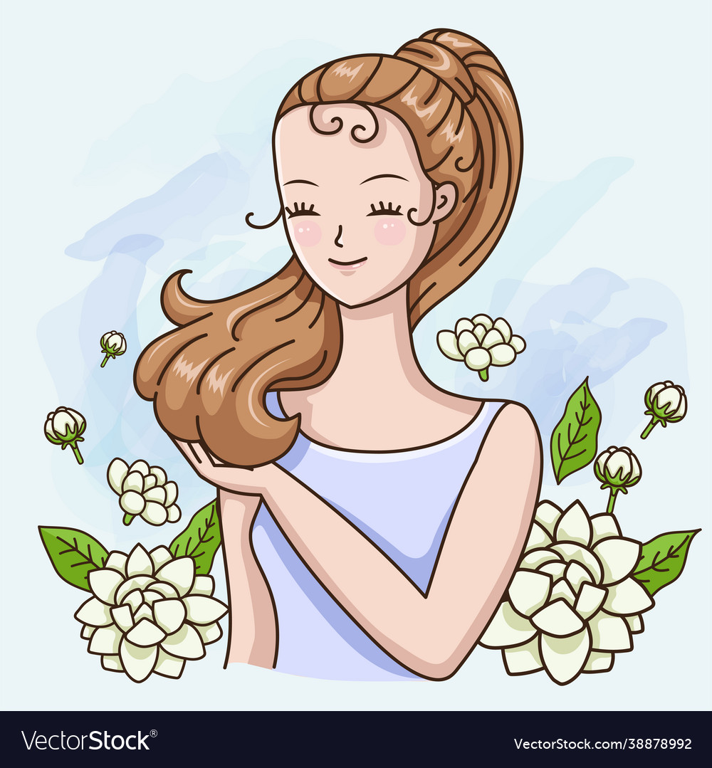 Beautiful woman with fragrance jasmine
