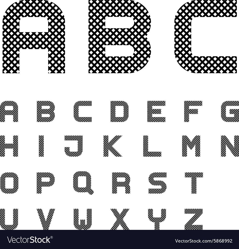 Black checkered font alphabet letters