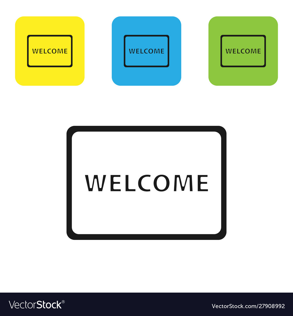 Black doormat with text welcome icon isolated