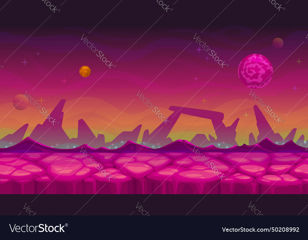 Cartoon space planet surface or galaxy landscape Vector Image