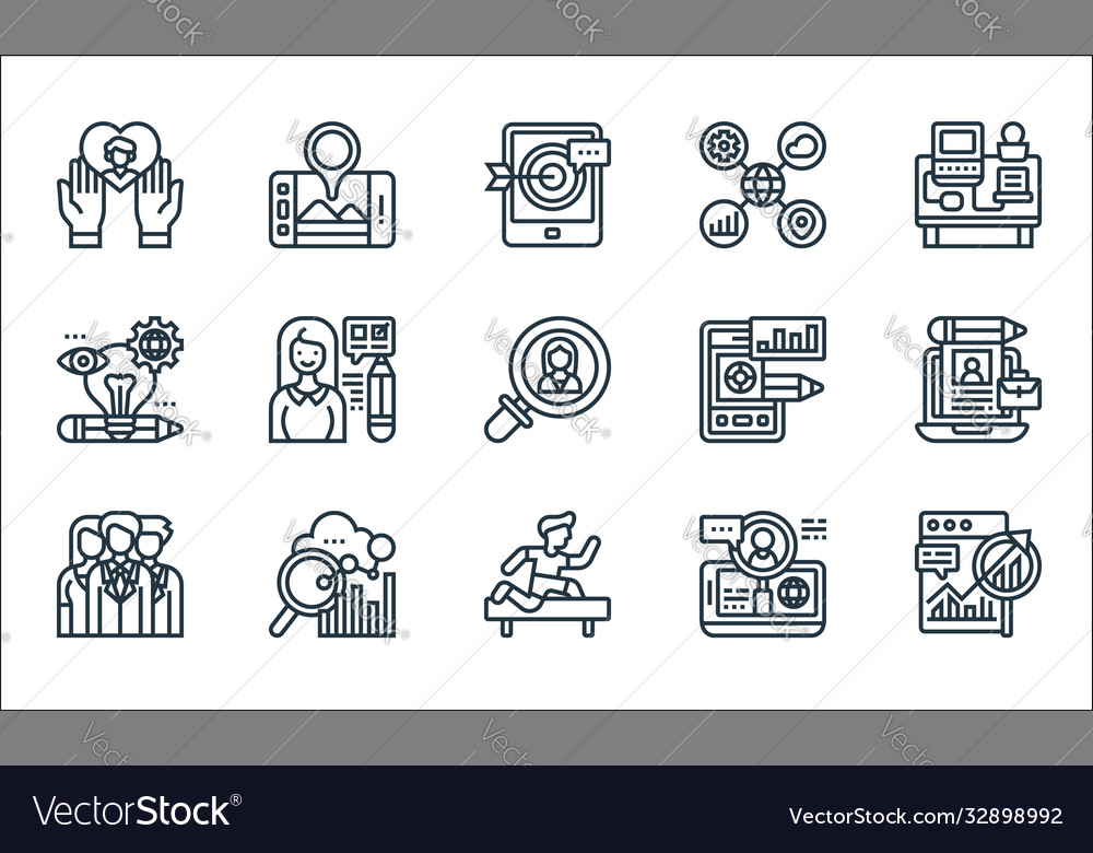Digital transformation line icons linear set vector image Digital transformation line icons linear set