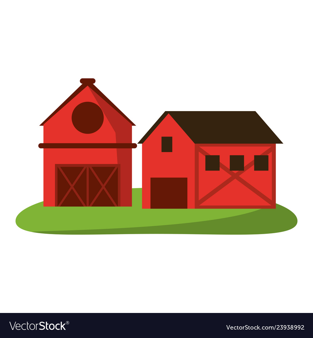 Farm house and barn in nature