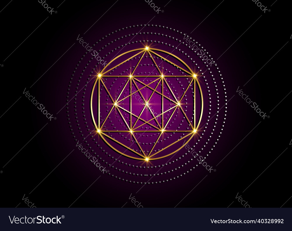 Gold magic alchemy symbols sacred geometry logo Vector Image