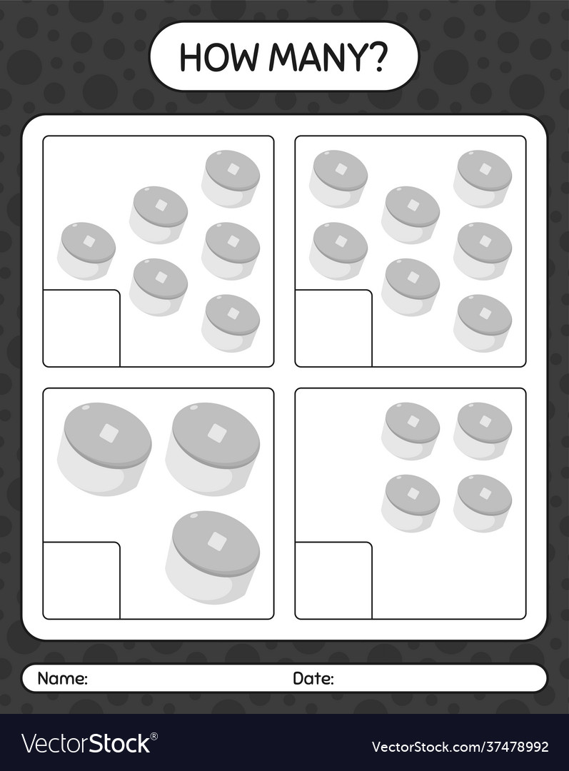 How many counting game with cap worksheet vector image How many counting game with cap worksheet