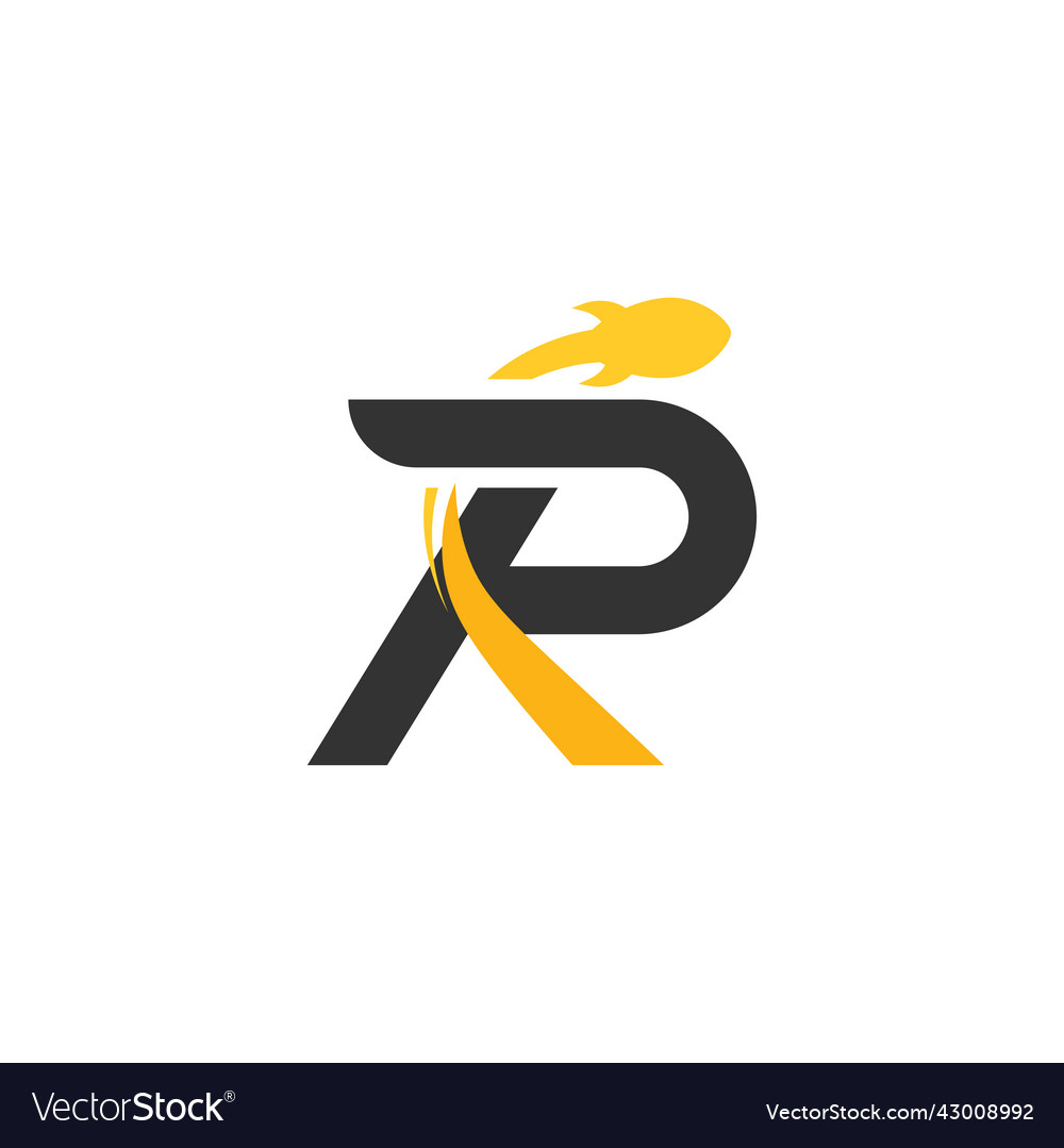 Initial r rocket logo design template