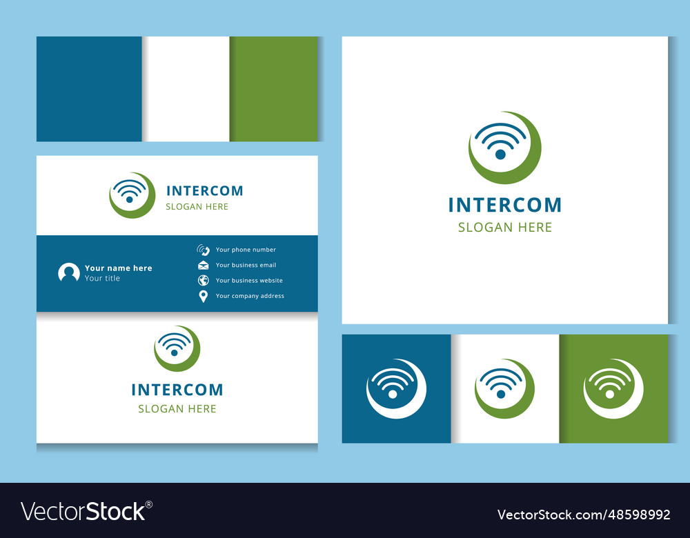 Intercom logo design with editable slogan vector image Intercom logo design with editable slogan