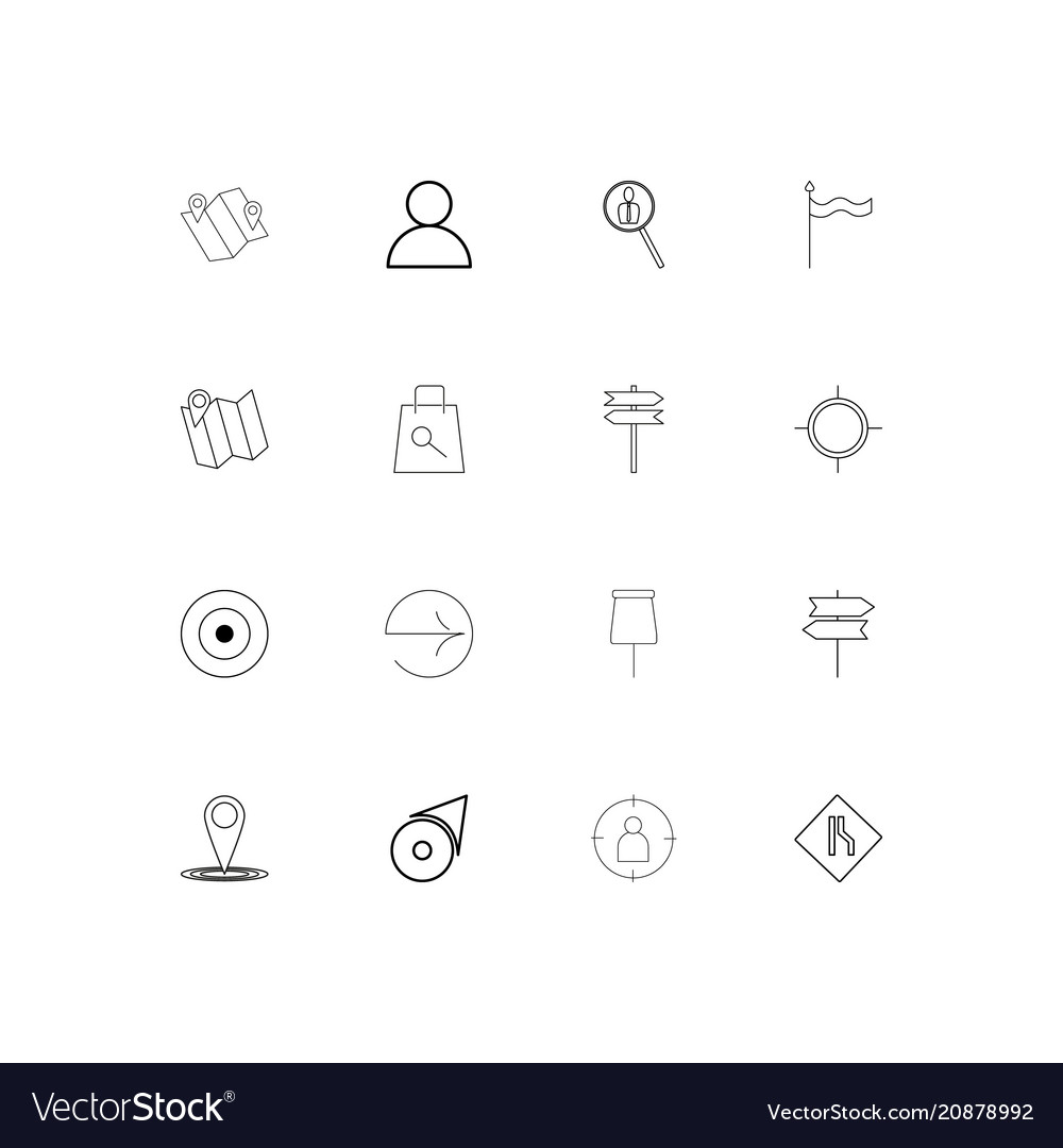 Maps and navigation linear thin icons set