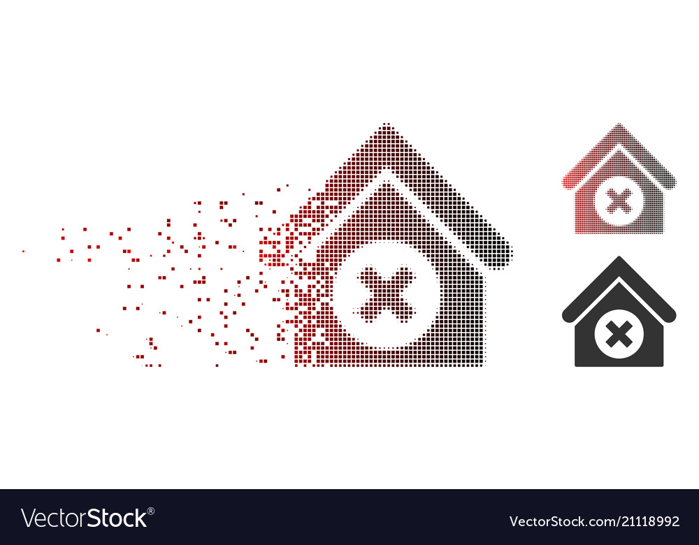 Moving pixel halftone delete building icon