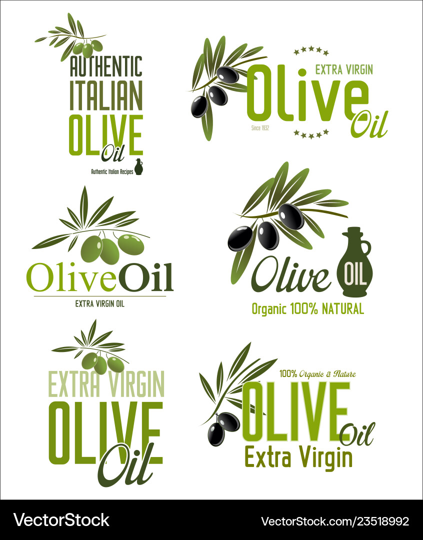 Olive Oil Labels And Design Elements Royalty Free Vector