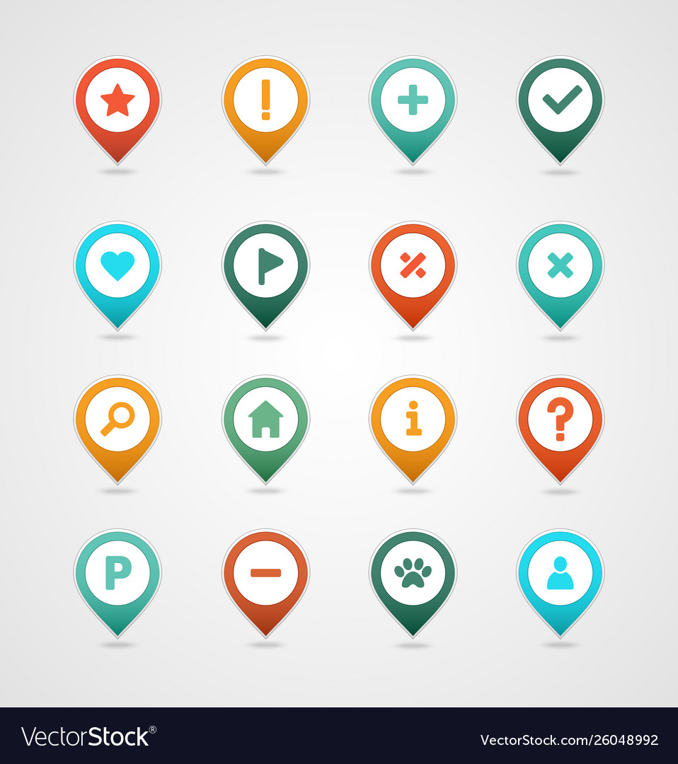 Pin map icon set pointer markers vector image Pin map icon set pointer markers