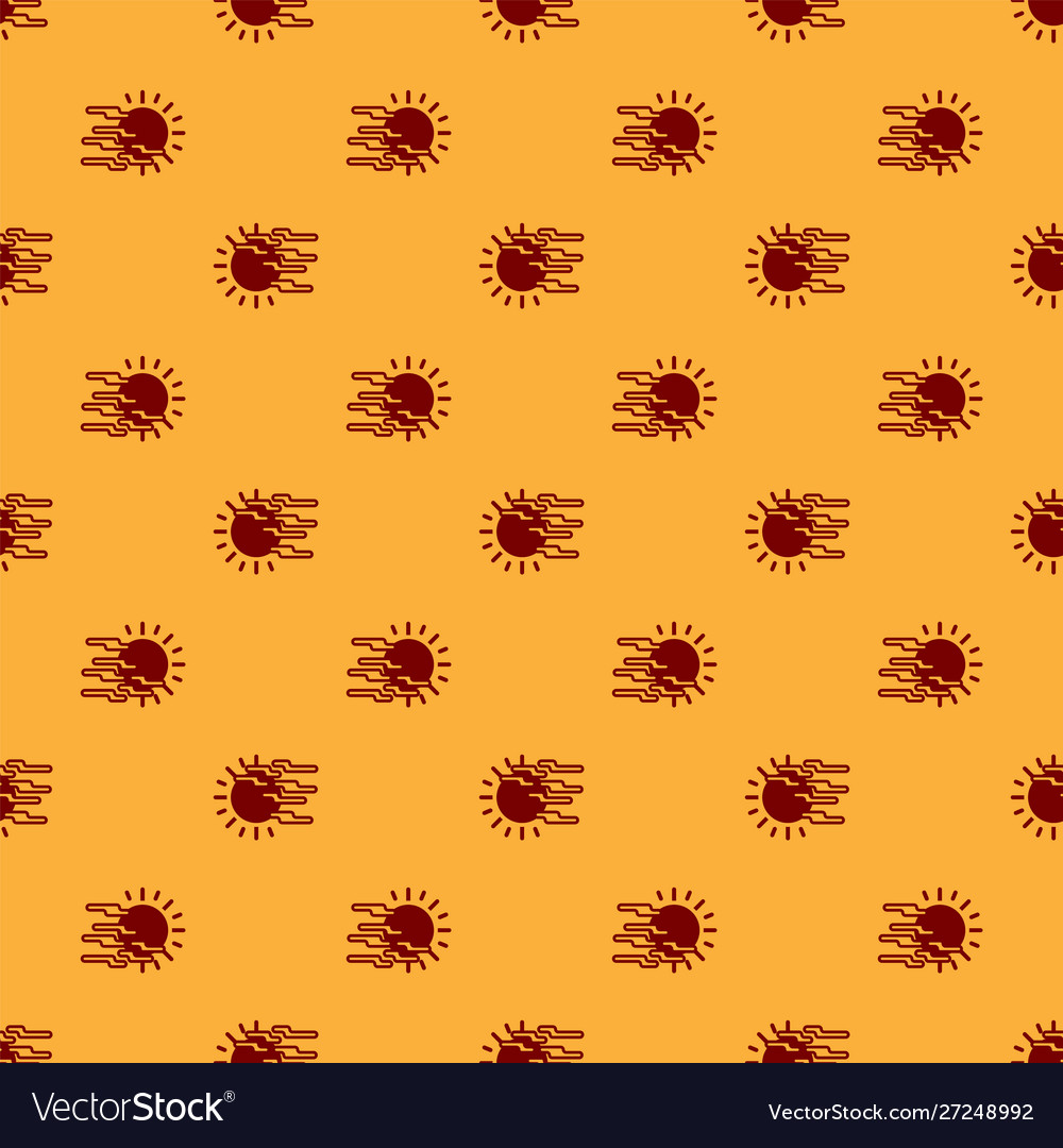 Red fog and sun icon isolated seamless pattern