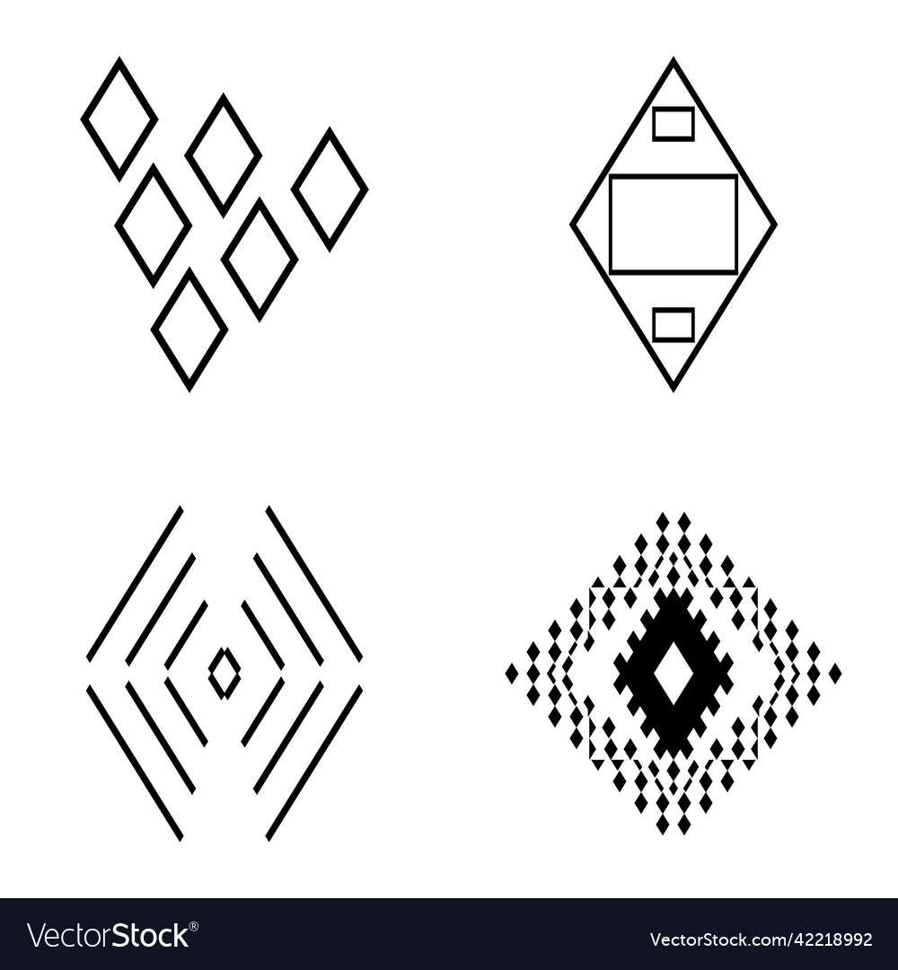 Rhombus2 flat icon set isolated on white Vector Image