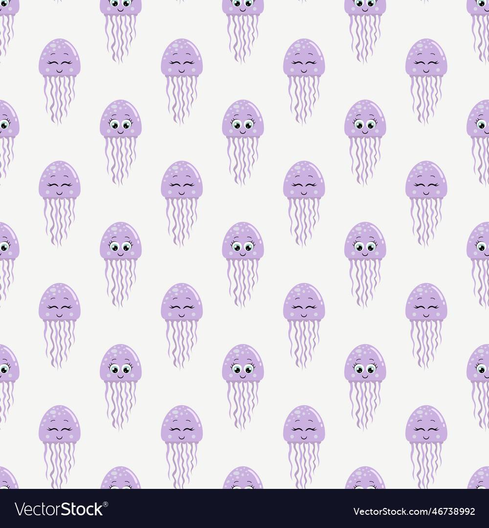 Seamless background pattern with cute squid