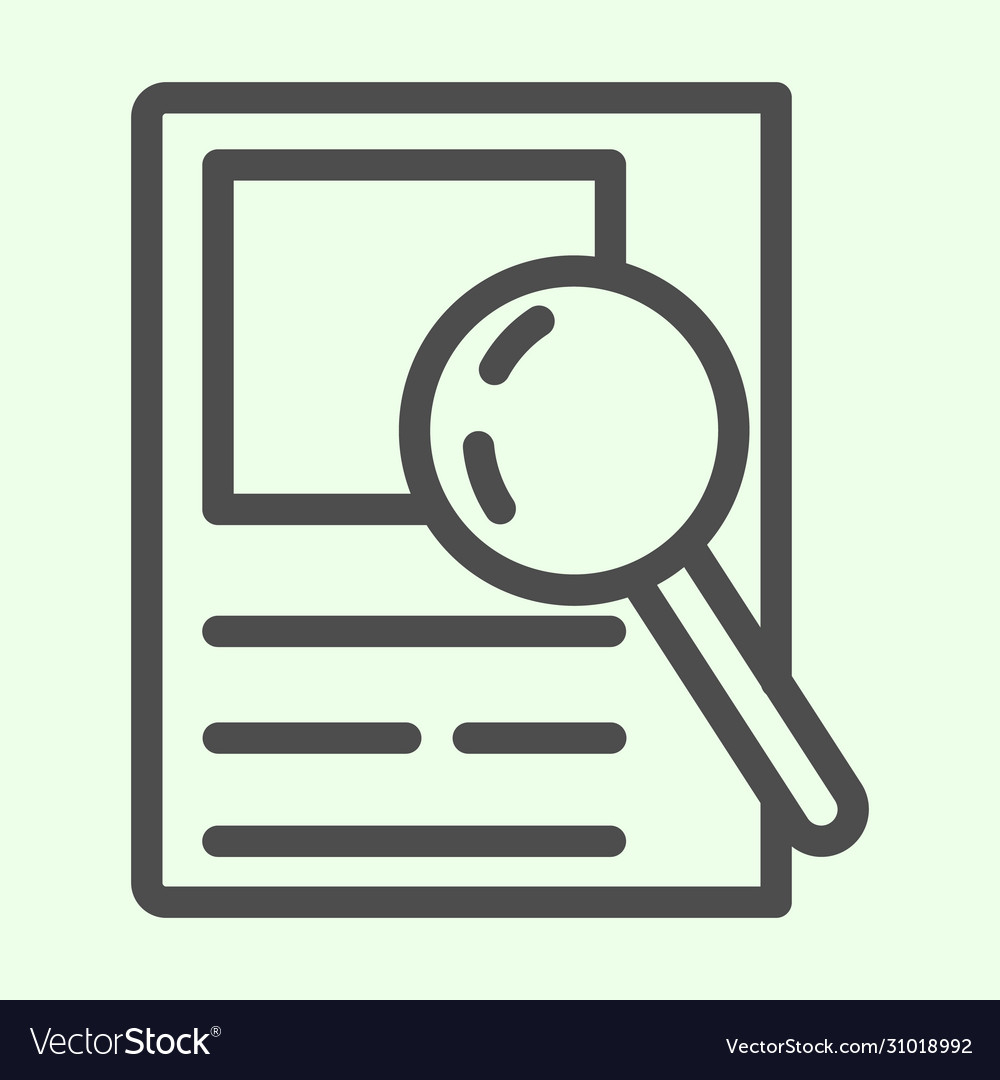 Search line icon data searching document vector image Search line icon data searching document