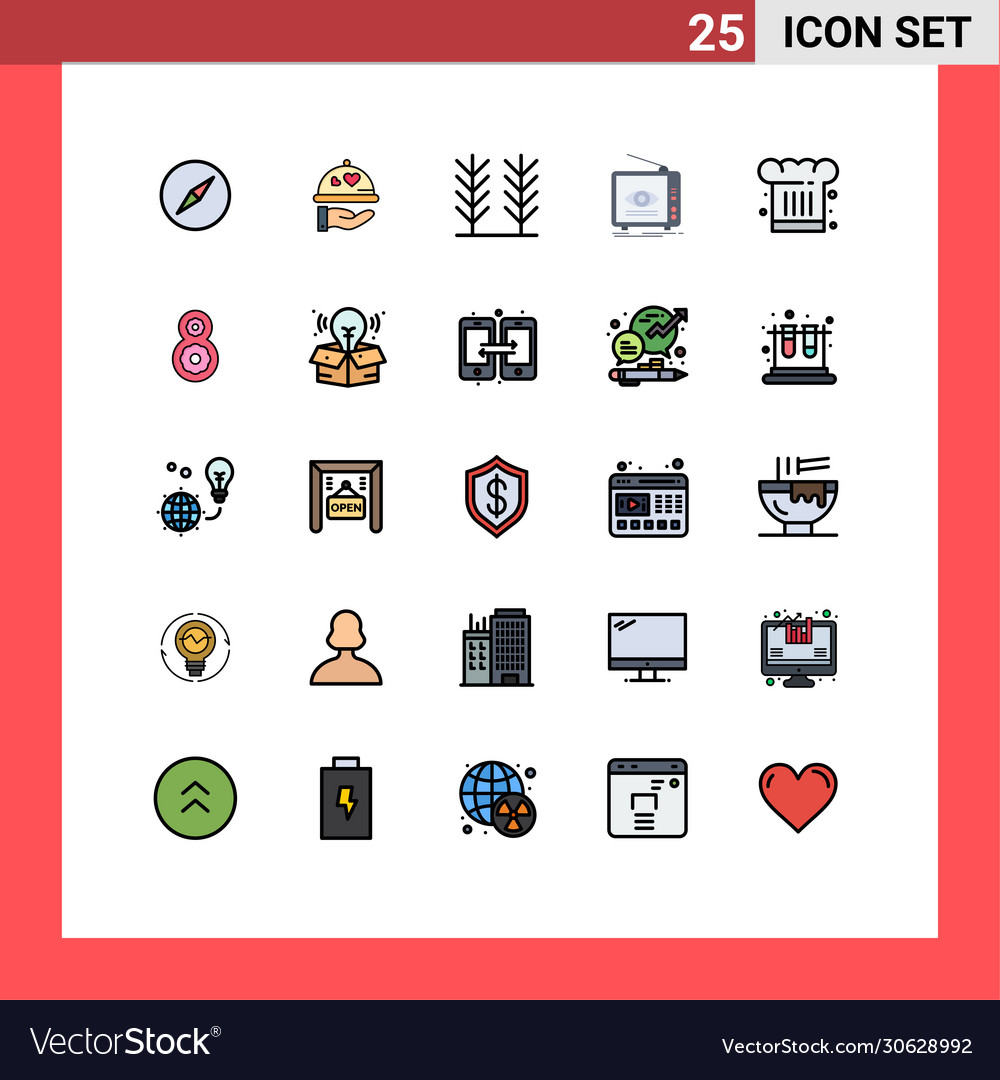 Set 25 modern ui icons symbols signs for chef