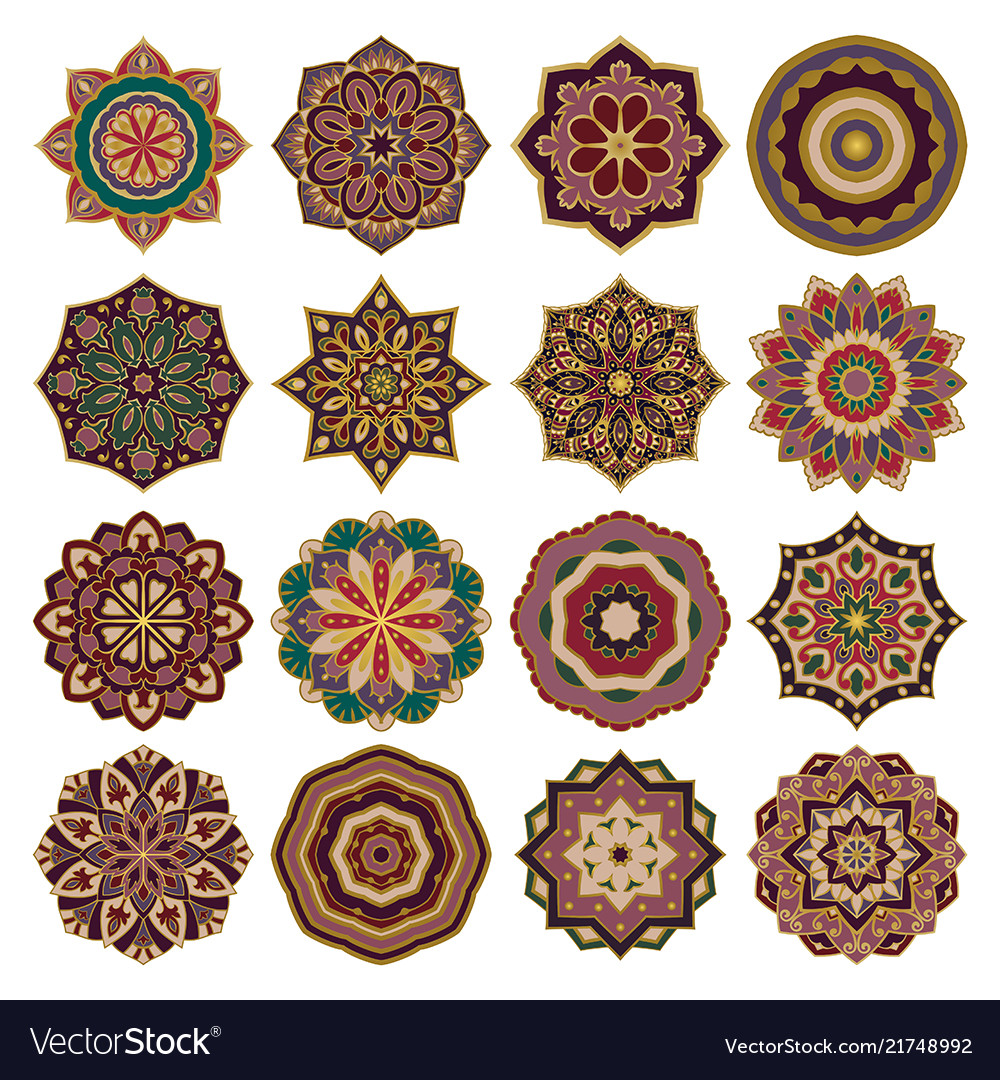 Set of colorful mandalas Royalty Free Vector Image