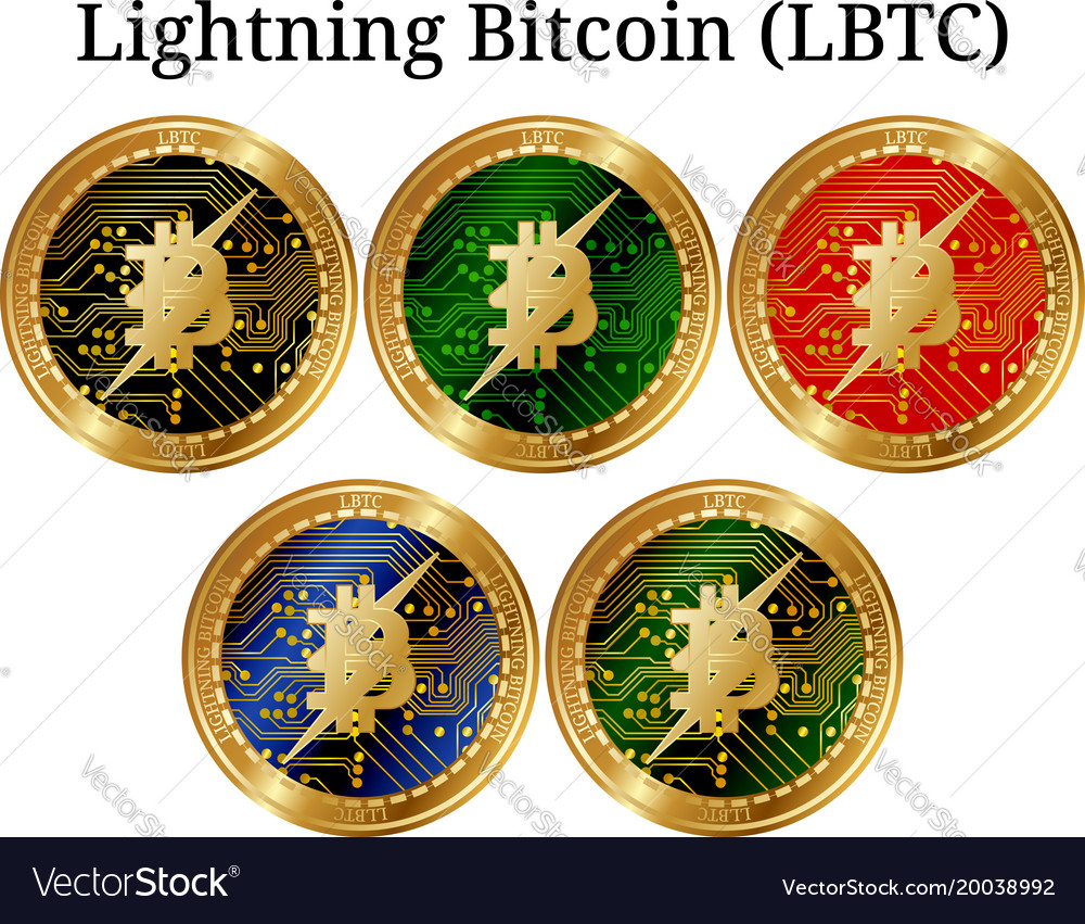 Set of physical golden coin lightning bitcoin