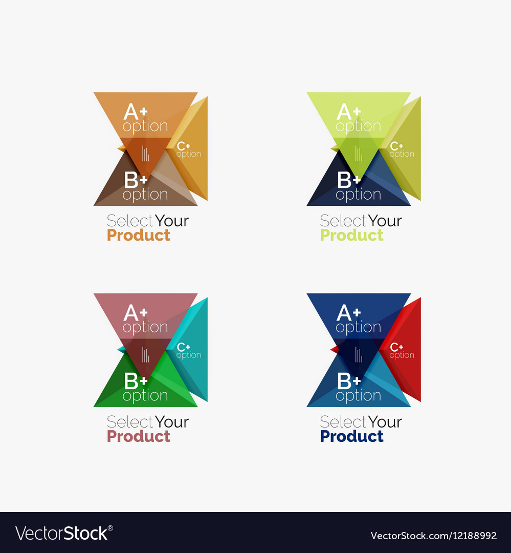 Set of triangle infographic layouts with text