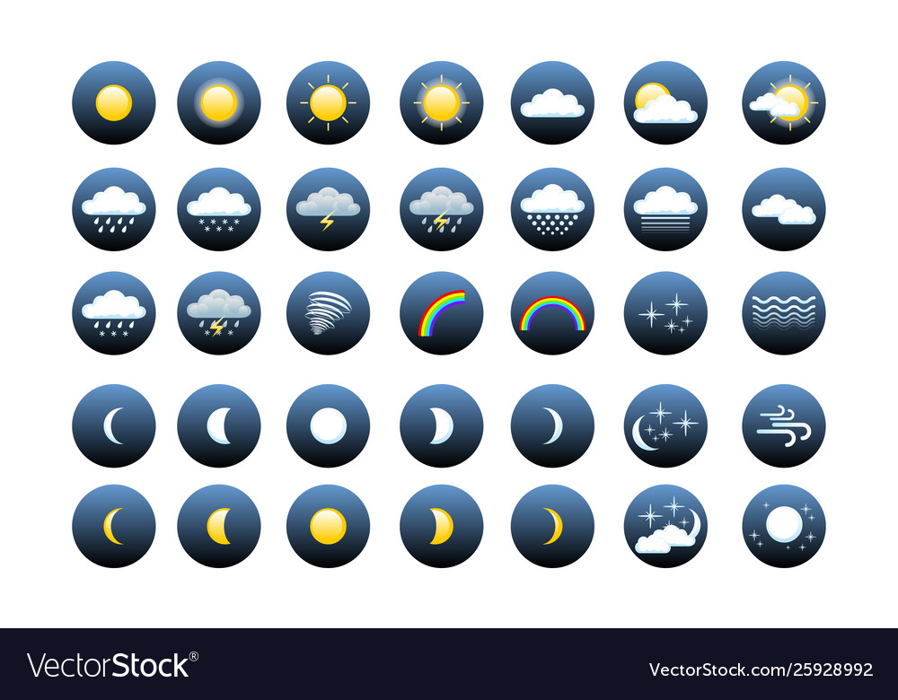 Set weather icons for print web or mobile app eps