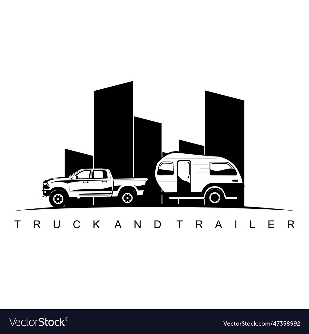 Truck and trailer caravan logo design Royalty Free Vector