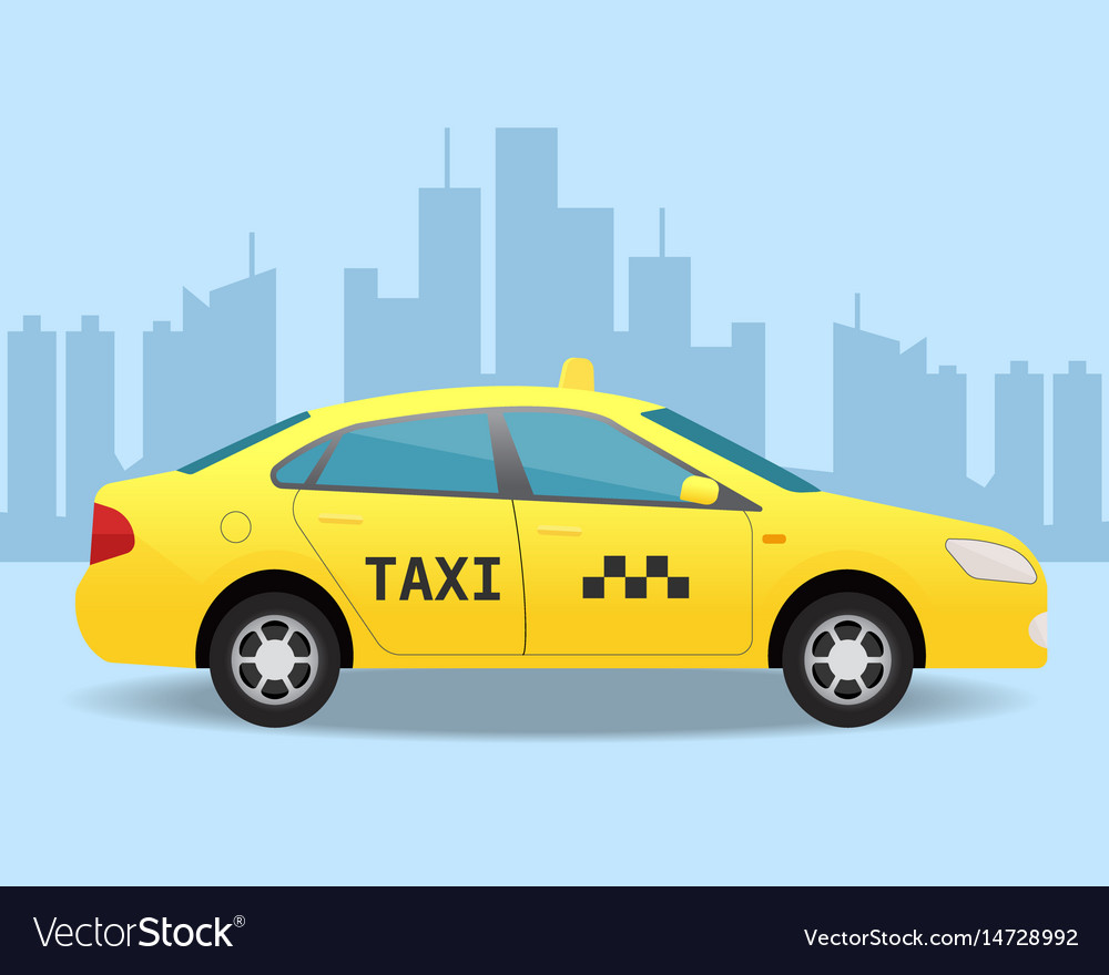 Yellow Taxi Car Side View Royalty Free Vector Image