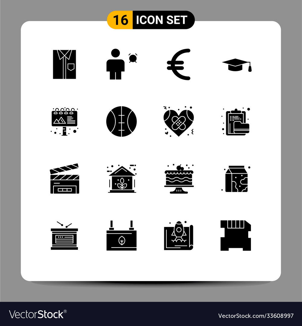 16 universal solid glyphs set for web and mobile