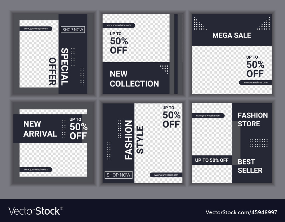 6 set collection of square layout templates Vector Image 6 set collection of square layout templates