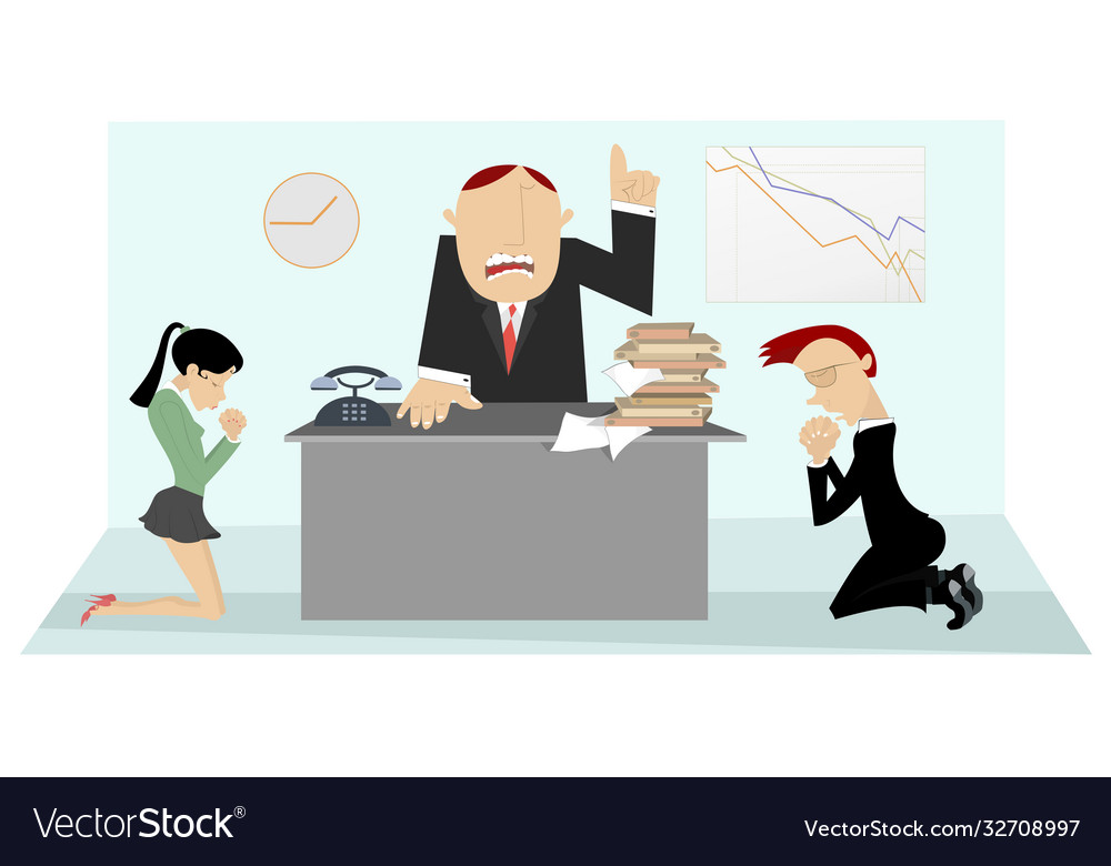 Angry boss scolds staff Royalty Free Vector Image