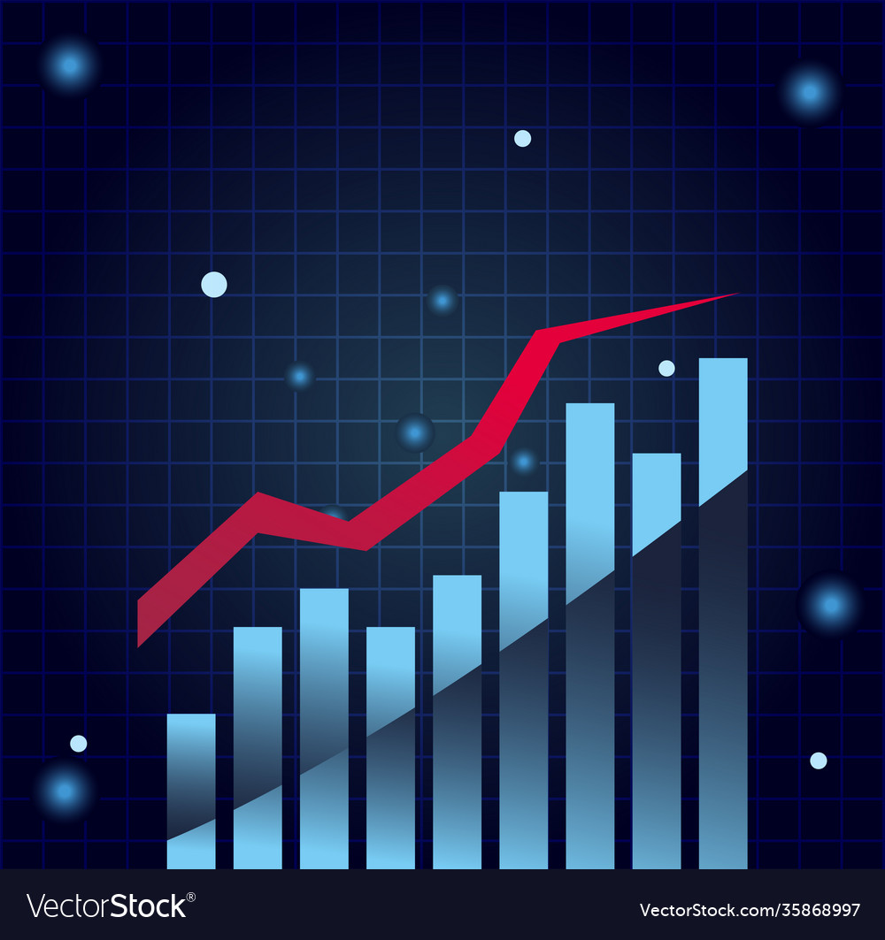 Bars chart with increase line gradient style icon