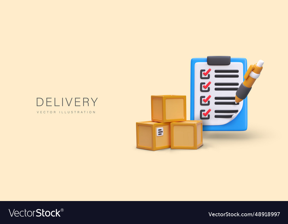 Delivery concept stack of boxes check
