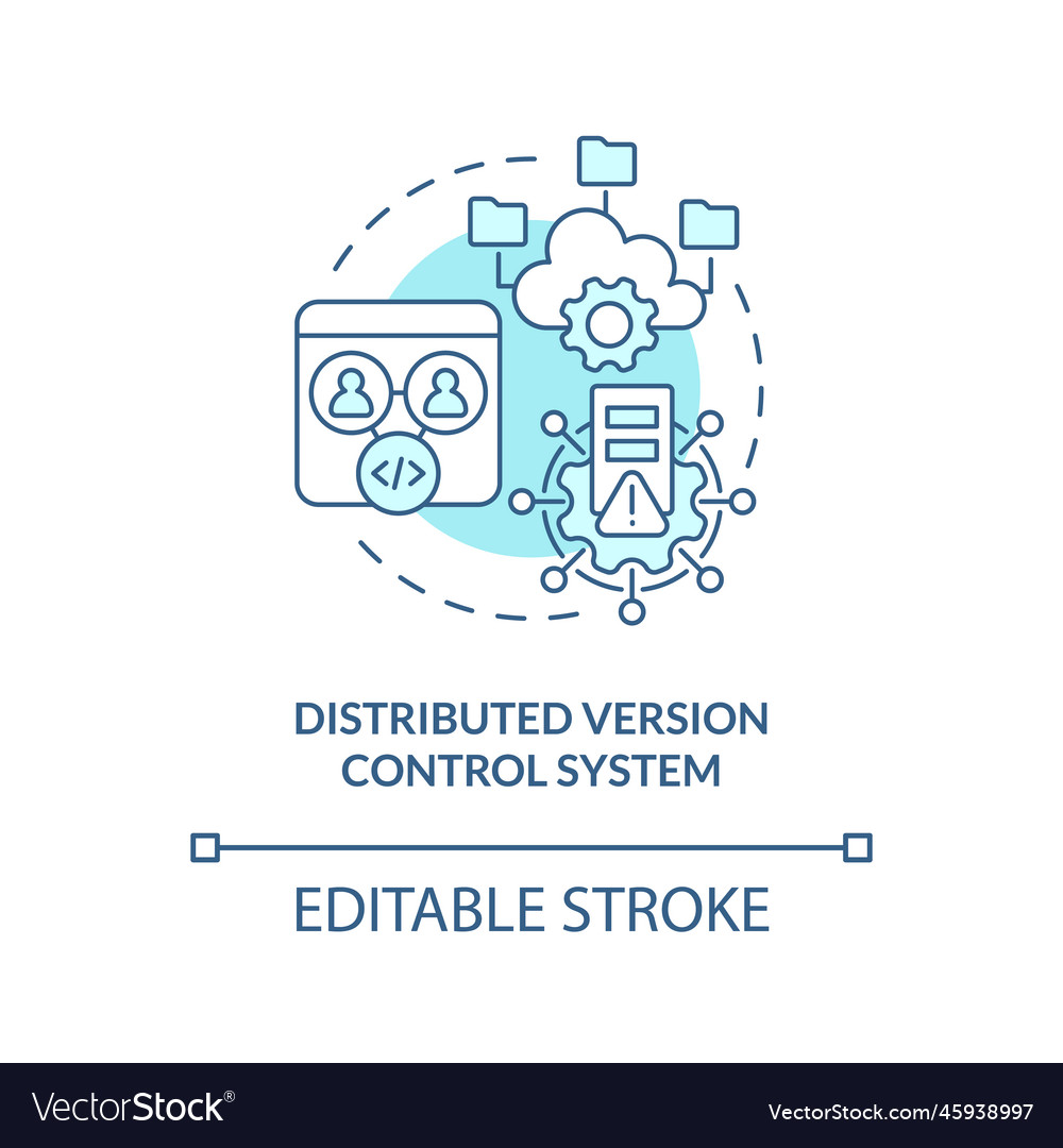 Distributed version control system turquoise vector image Distributed version control system turquoise