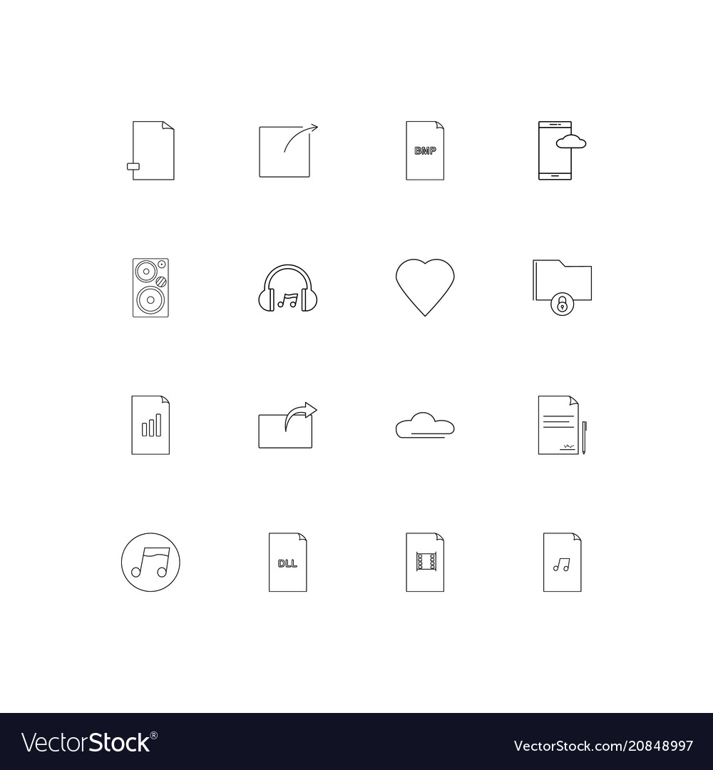 Files and folders sign linear thin icons set