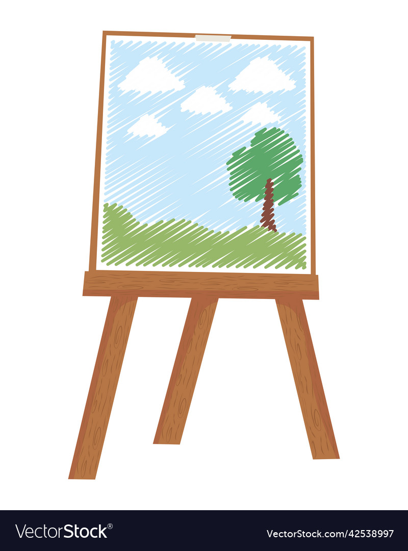 Landscape picture in tripod Royalty Free Vector Image