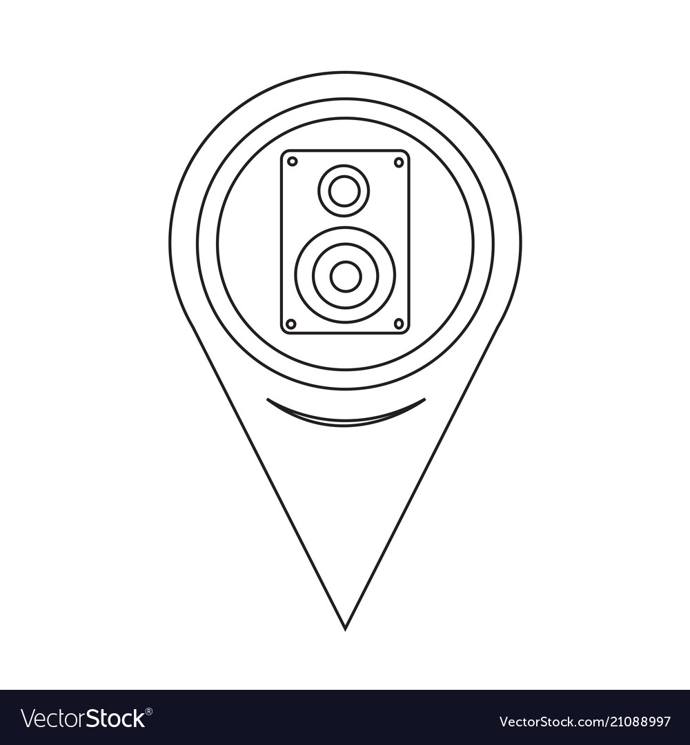 Map pointer audio speakers icon vector image Map pointer audio speakers icon