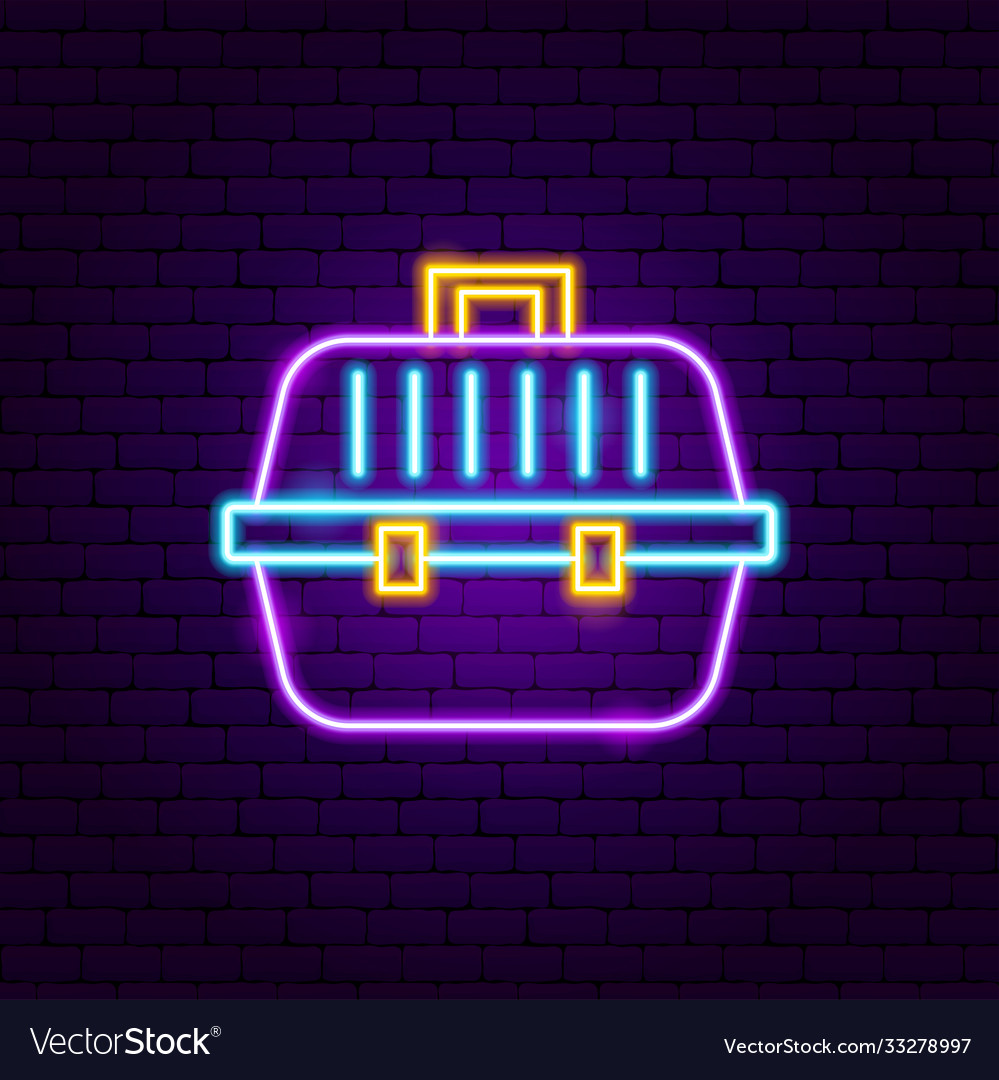 Pet transportation box neon sign Royalty Free Vector Image