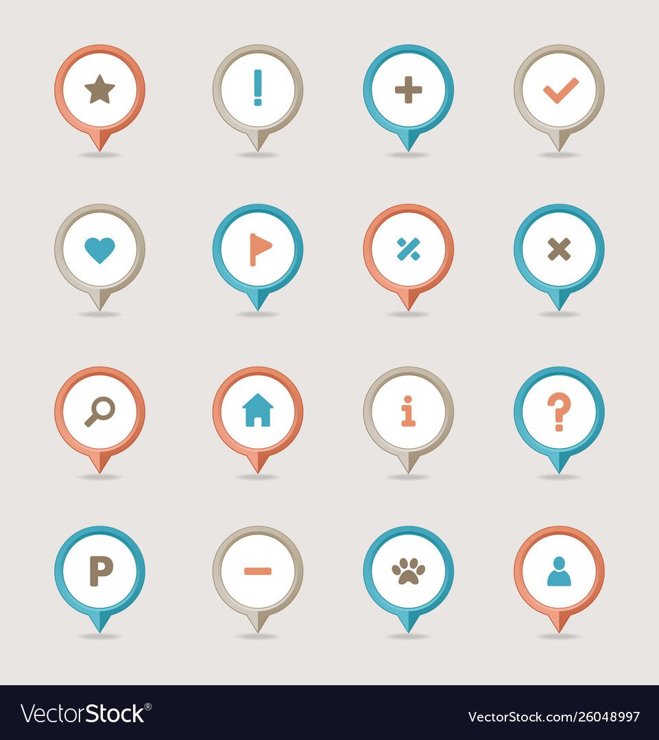 Pin map icon set pointer markers vector image Pin map icon set pointer markers