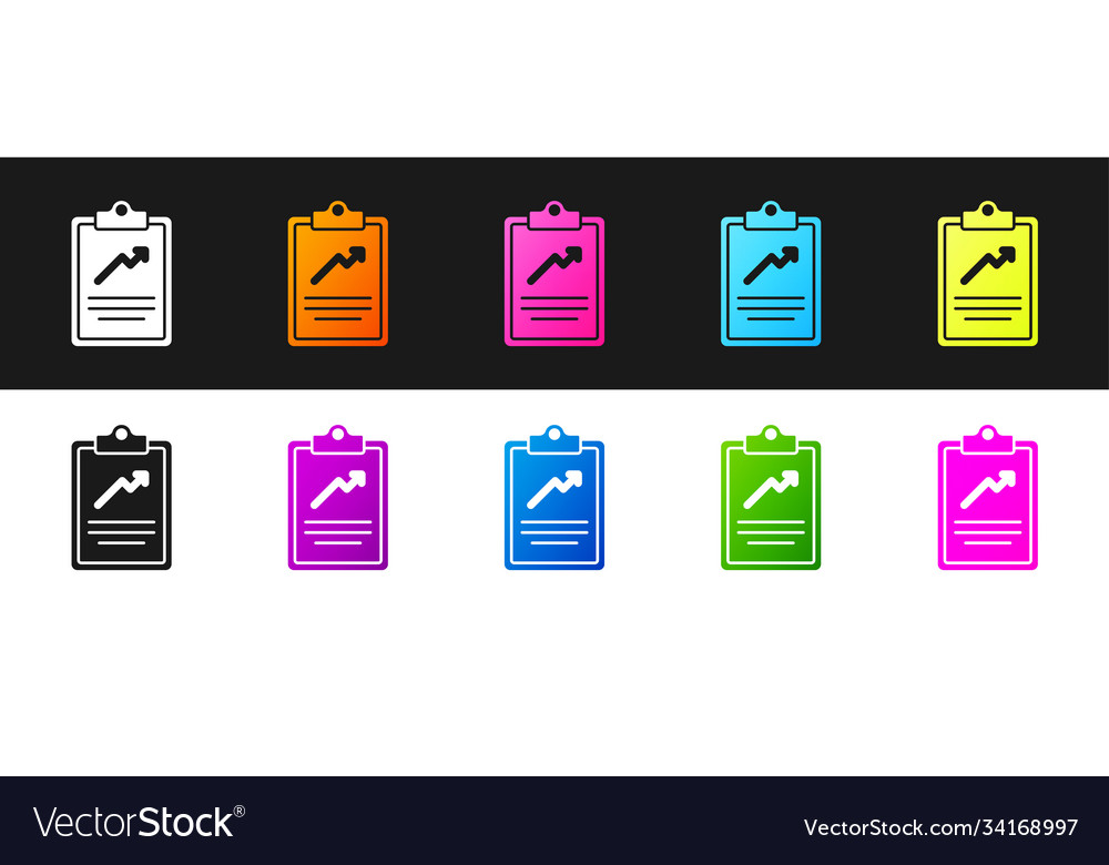 Set clipboard with graph chart icon isolated vector image Set clipboard with graph chart icon isolated