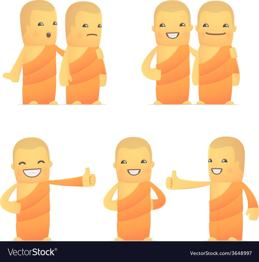 Set of monk character in different poses