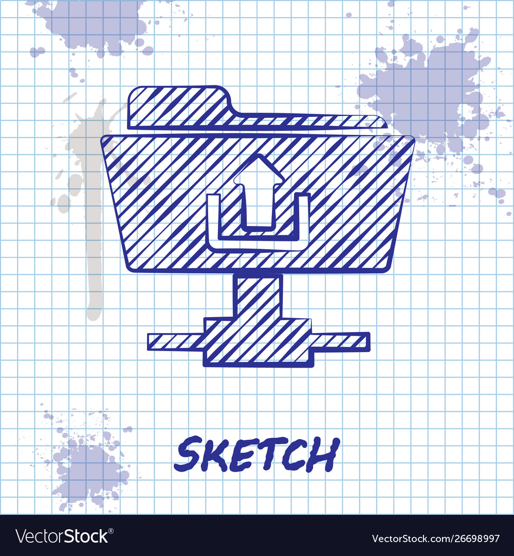 Sketch line ftp folder upload icon isolated